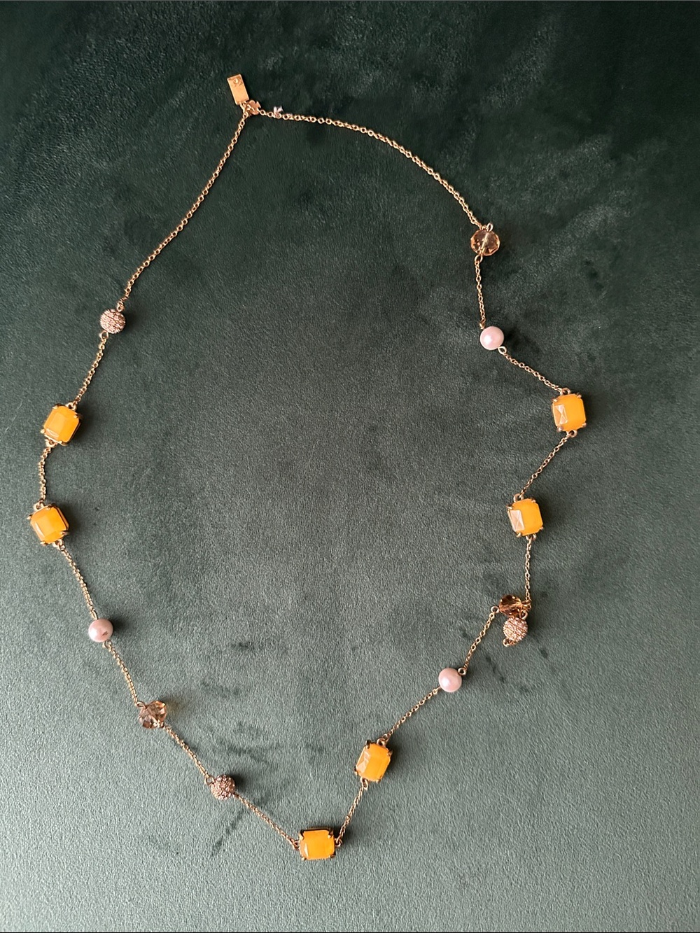 Kate Spade costume necklace, yellow, diamond and pearl style accents